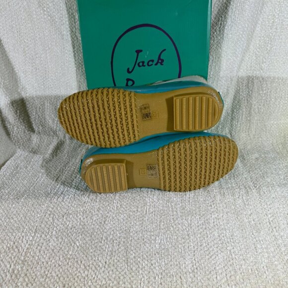 Jack Rogers Chloe Duck Boots 9M Caribbean Blue/Gold NIB Rare 2017 - Picture 4 of 7